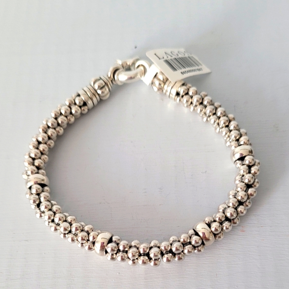 LAGOS 7mm Caviar Rope w/ Stations Bracelet NWT